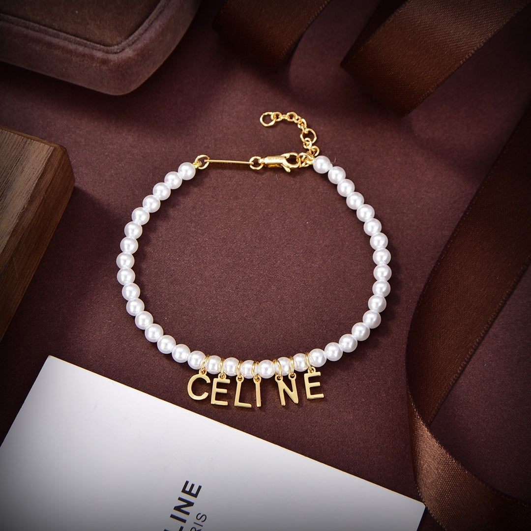 Celine Paris Pearl 18K Gold Necklace