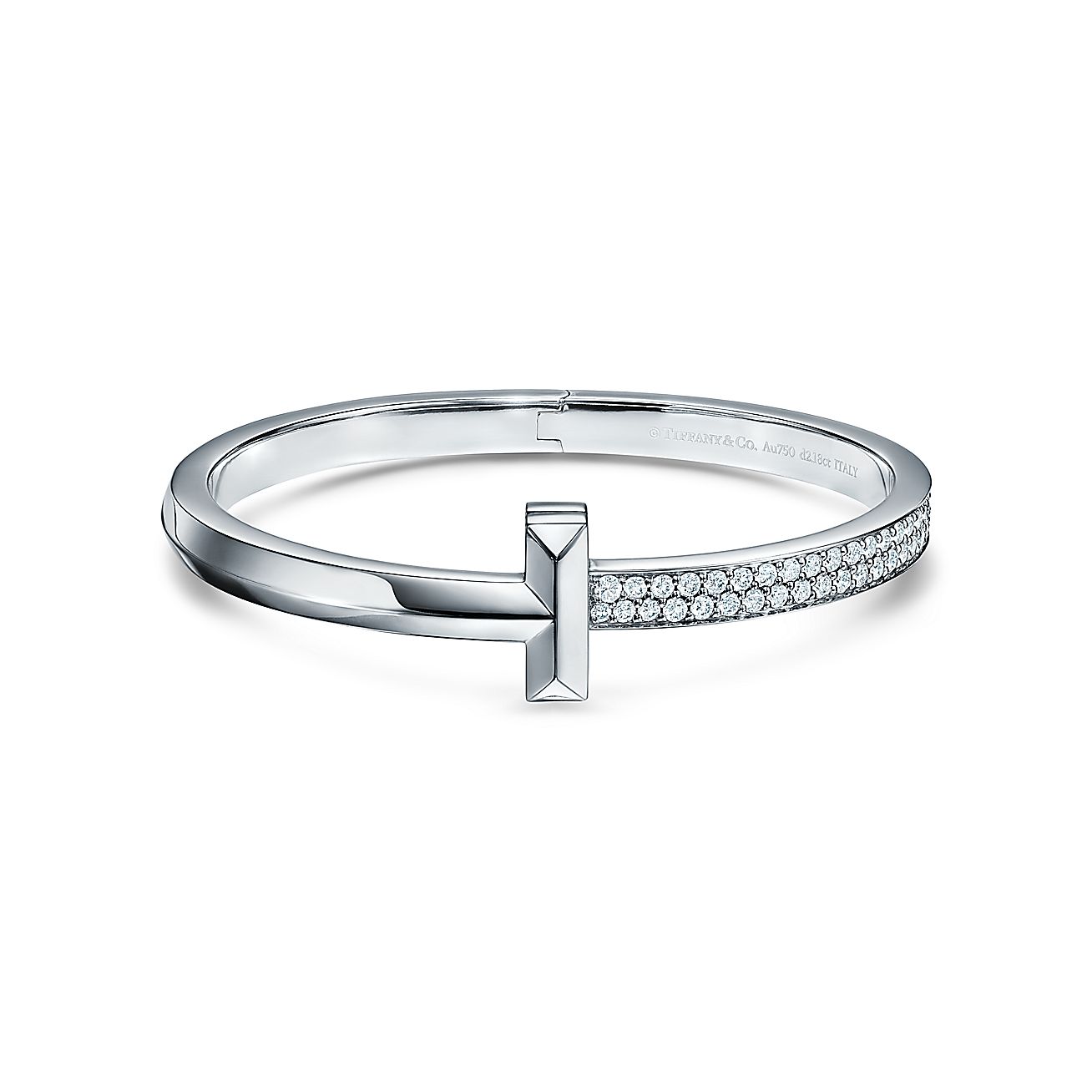 T1 Wide Diamond Hinged 18K Gold Bracelet