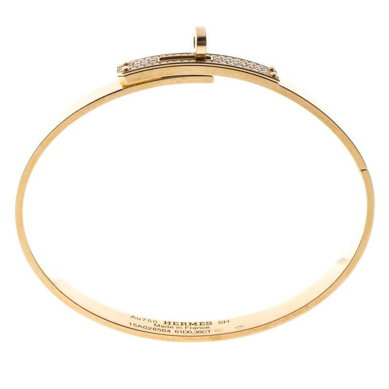 Hermes Kelly Small Model Diamond 18K Gold Bracelet