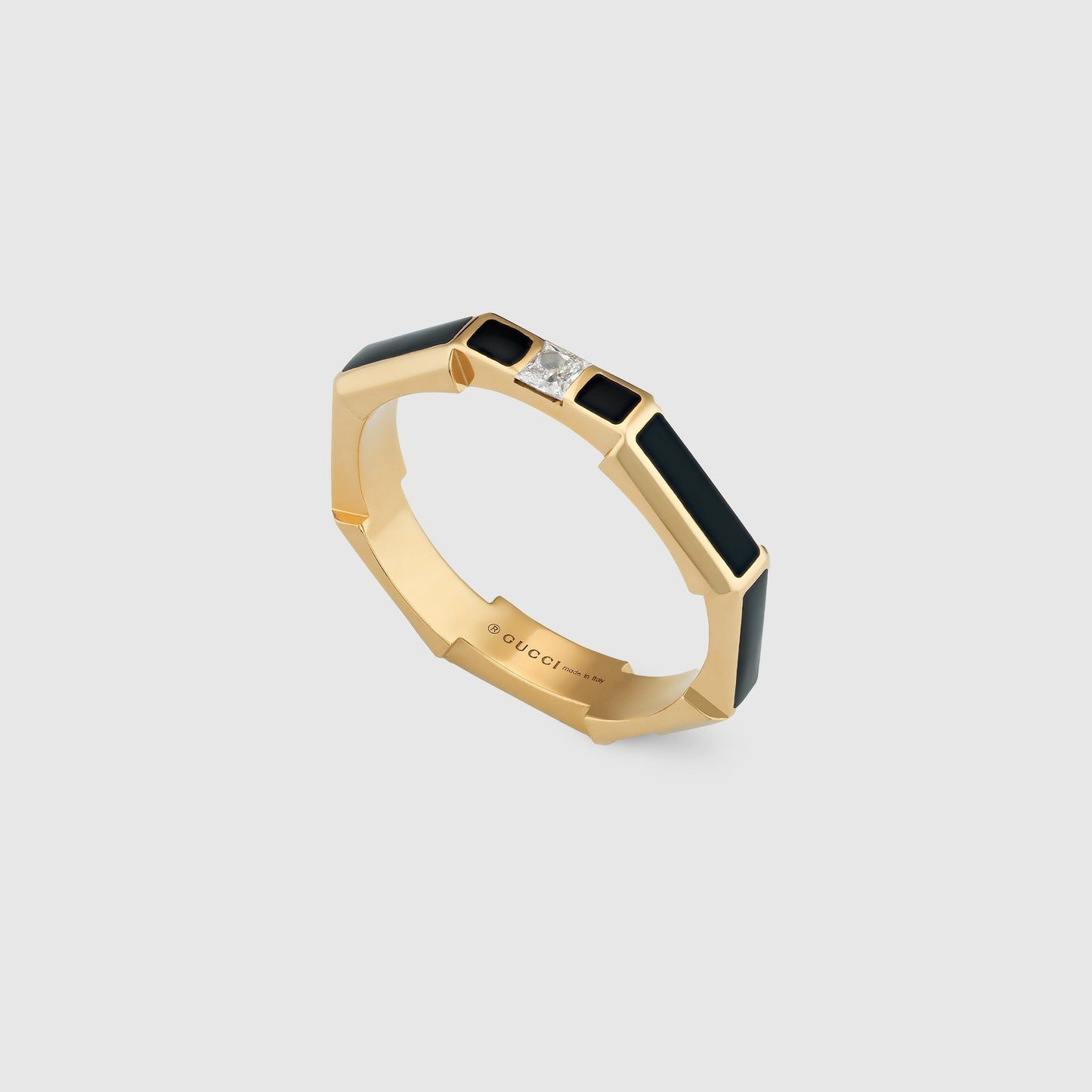 Gucci Double Link To Love Enamel And Diamond 18K Gold Ring