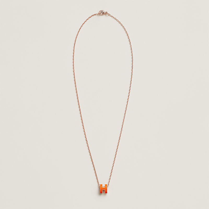 Hermes Mini Pop Orange 18K Gold Necklace