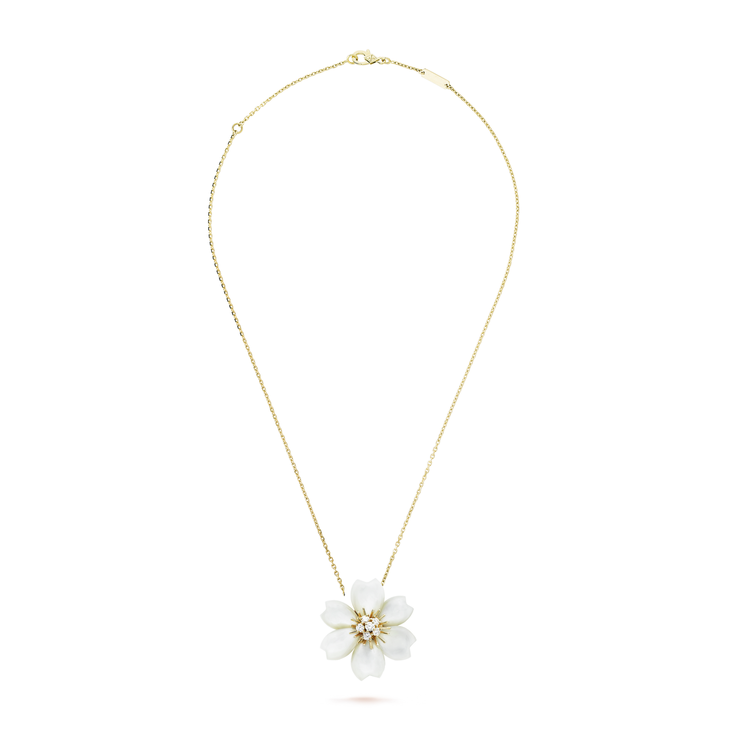 Rose De Noel Clip Pendant 18K Gold Necklace