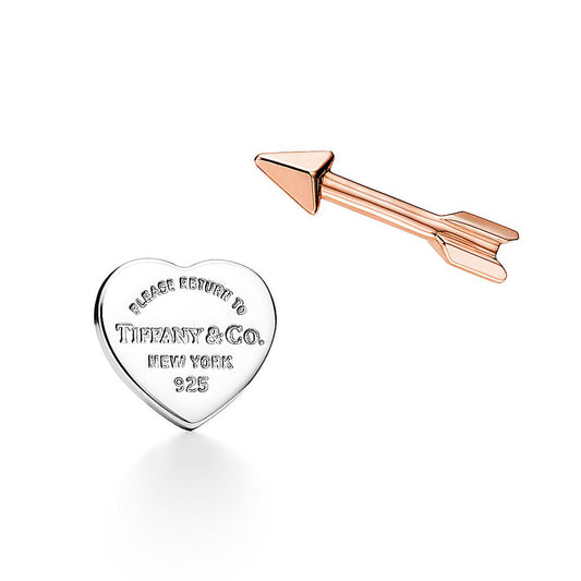 Tiffany Return to Lovestruck Heart Tag & Arrow 18K Gold Earrings