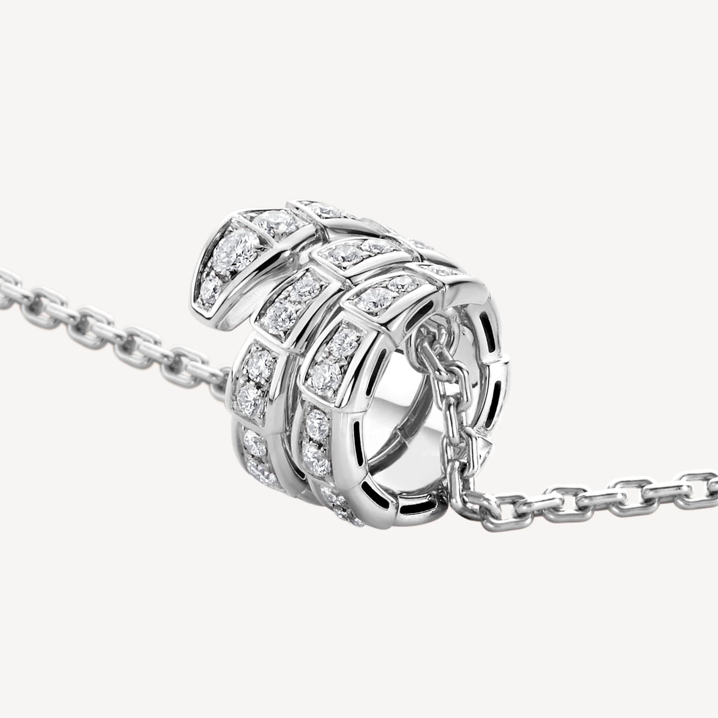 Bvlgari Serpenti Viper Pave Diamonds 18K Gold Necklace