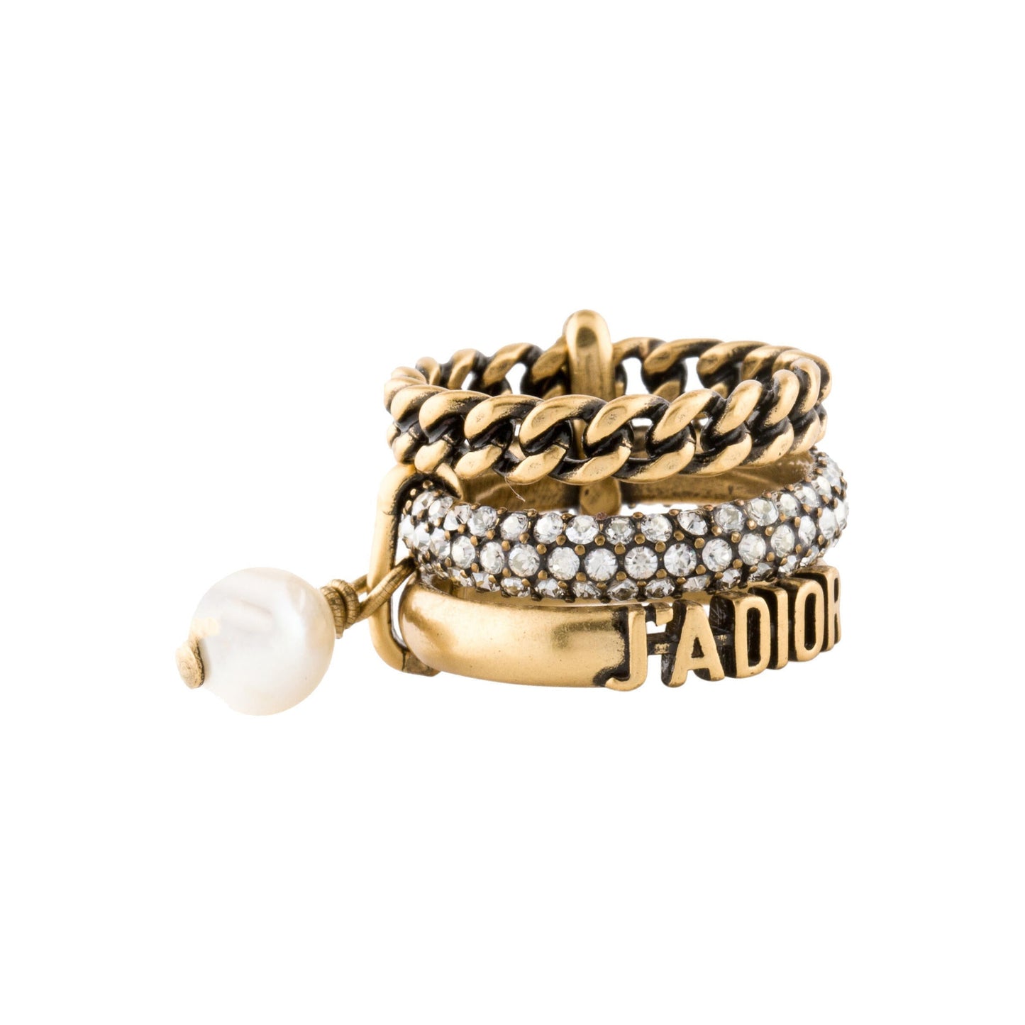 Dior Pearl & Crystal J'Adior 18K Gold Ring