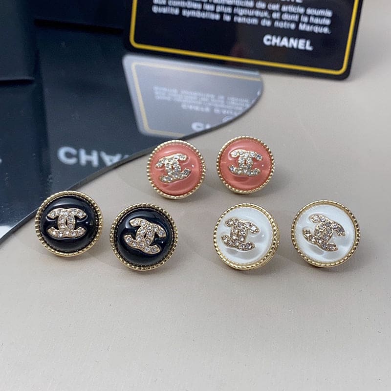 Chanel Pearl Crystal Stud 18K Gold Earrings