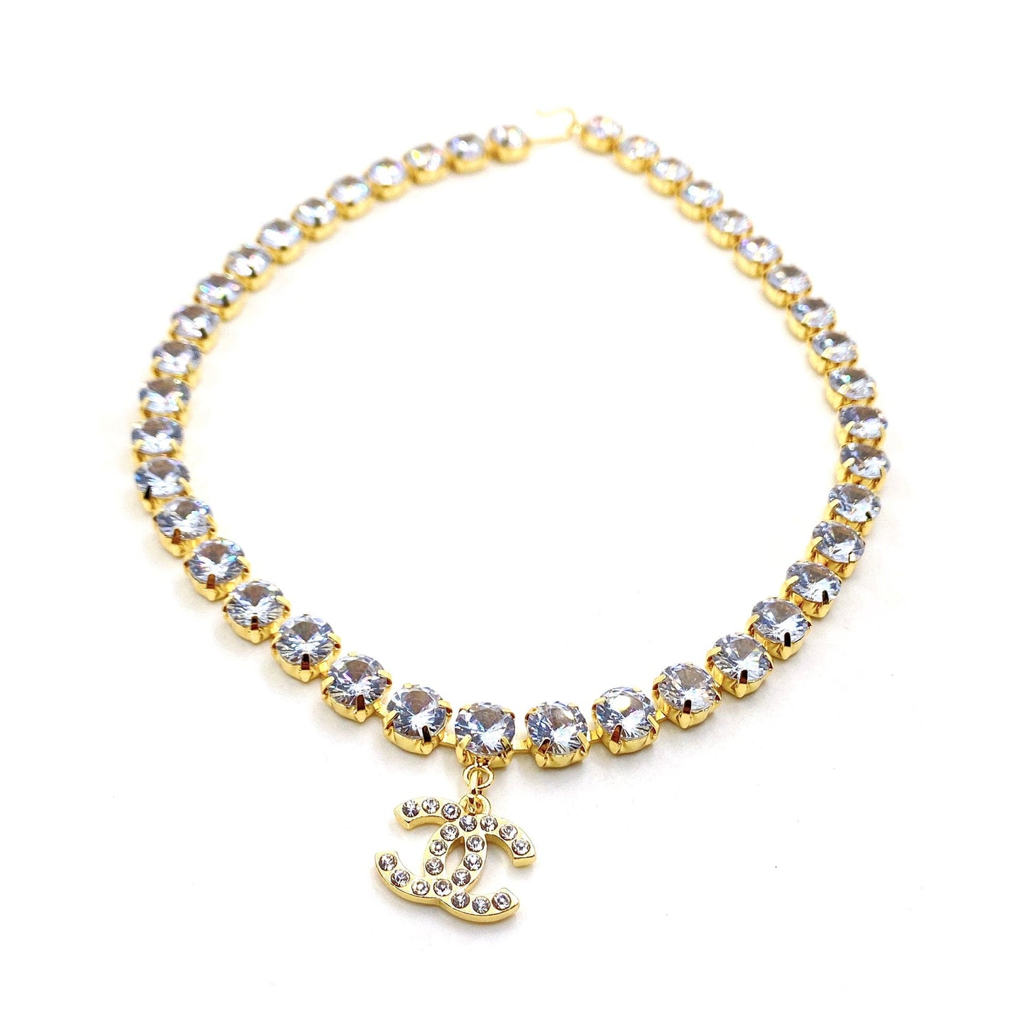 Chanel Crystals Chain 18K Gold Necklace
