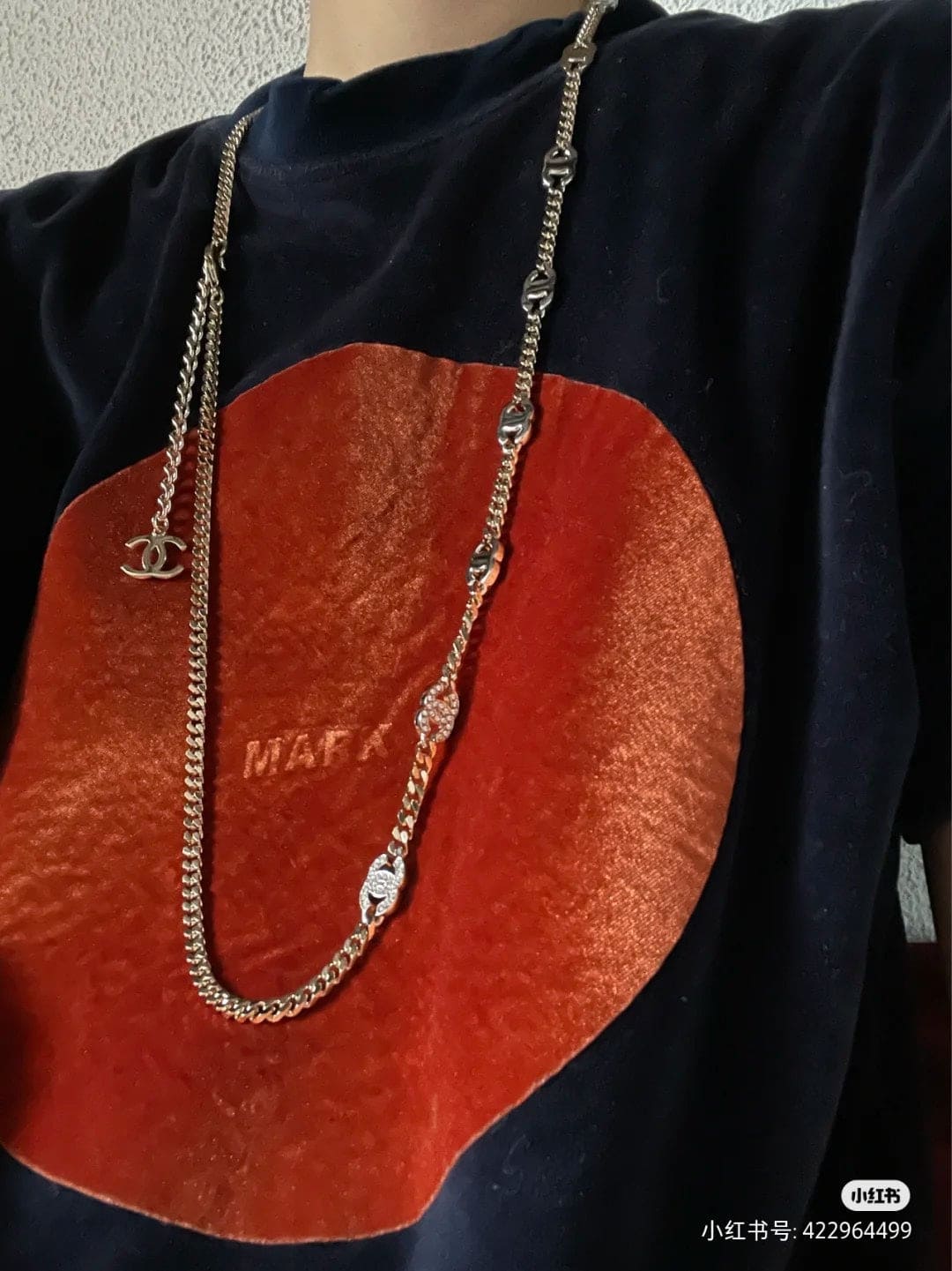 Chanel Crystal Chain Link 18K Gold Necklace