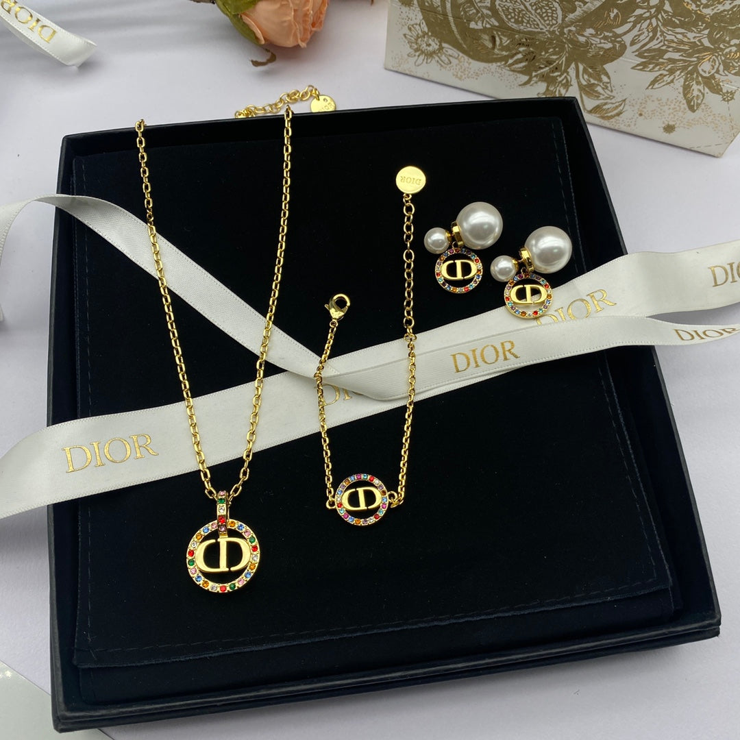 Dior Petit Multicolor Crystals 18K Gold Necklace