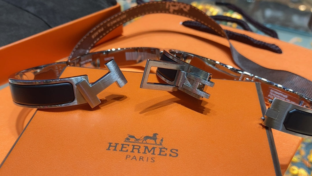 Hermes Jet Black 18K Gold Bracelet
