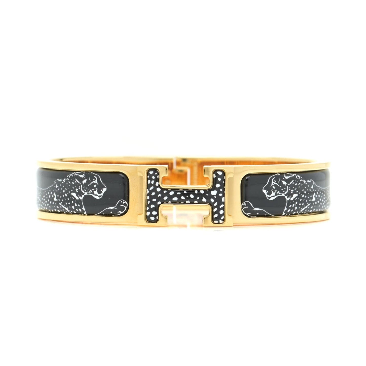 Hermes Guepards Clic Clac 18K Gold Bracelet