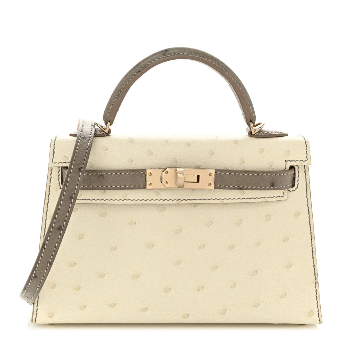 Ostrich Horseshoe Kelly Sellier Mini 20 Beton Gris Tourterelle