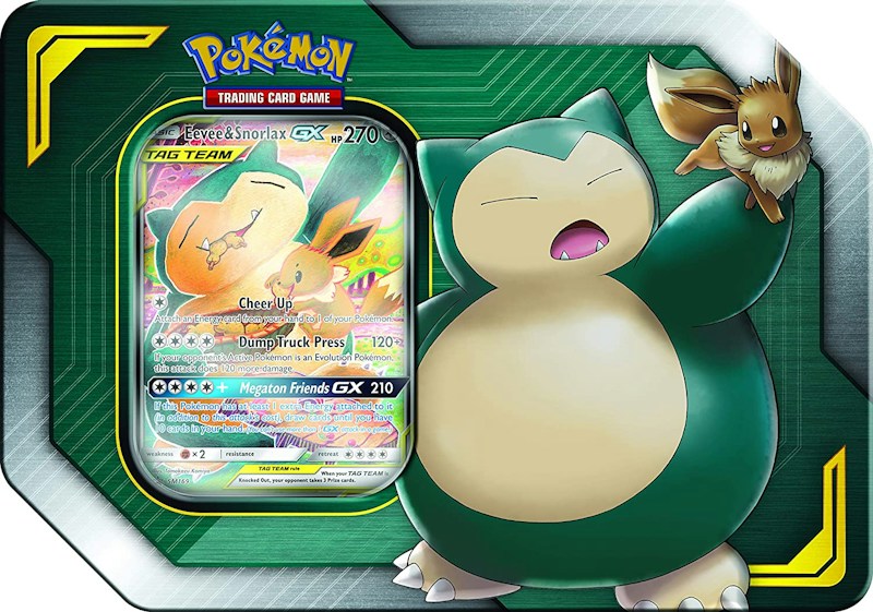 2019 Pokemon TCG TAG TEAM Tins Eevee & Snorlax GX