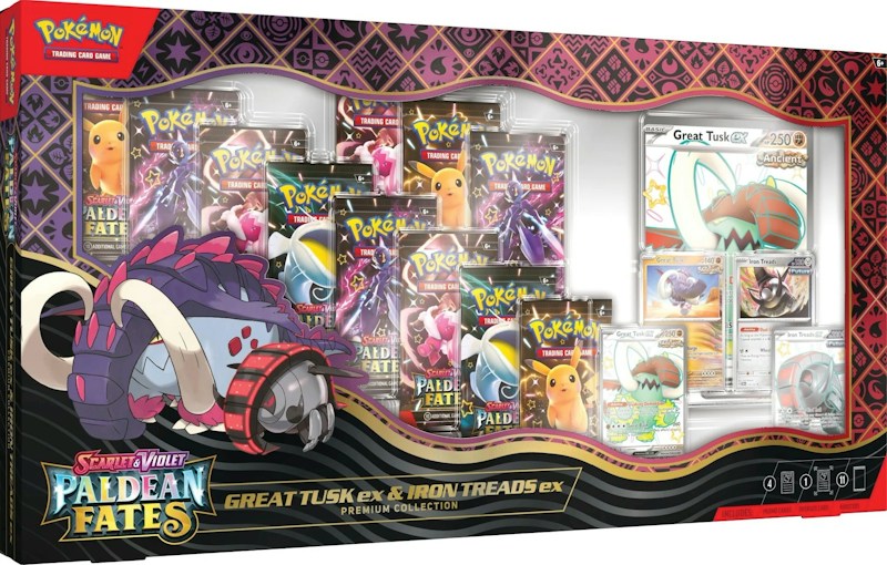 2025 Pok¨¦mon Scarlet & Violet Paldean Fates Great Tusk ex & Iron Treads ex Premium Collection Box
