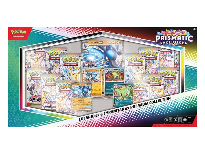 2025 Pok¨¦mon Scarlet & Violet Prismatic Evolutions Lucario ex & Tyranitar ex Premium Collection (Sam's Club Exclusive)