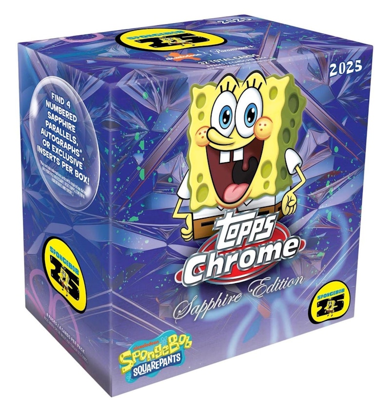 2025 Topps Chrome Spongebob Sapphire Edition Hobby Box
