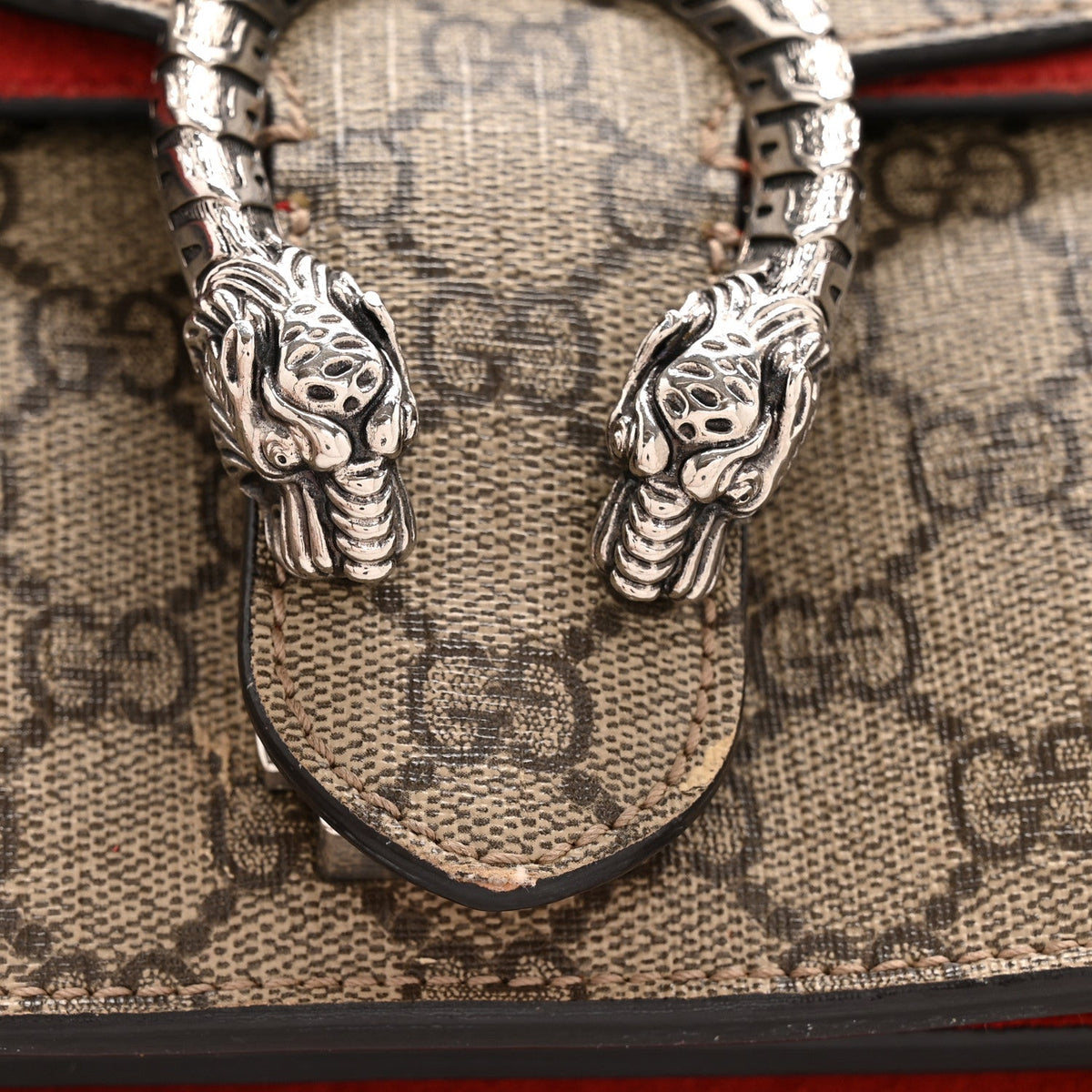 GG Supreme Monogram Small Dionysus Shoulder Bag Red