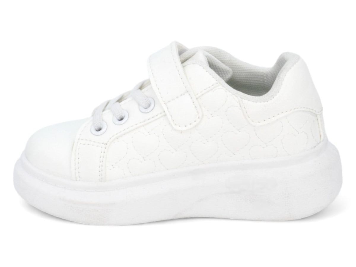 Girls White Heart Platform Sneaker