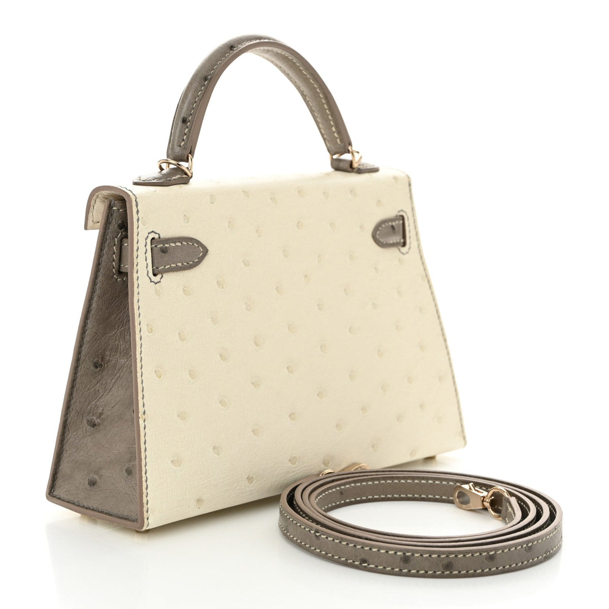 Ostrich Horseshoe Kelly Sellier Mini 20 Beton Gris Tourterelle