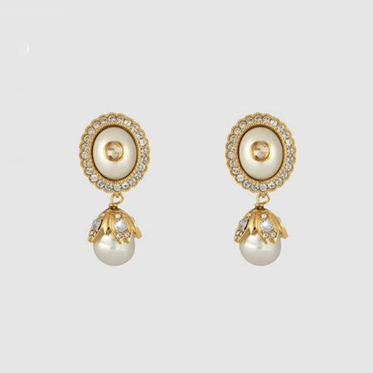 Gucci Double Flower Pearl 18K Gold Earrings