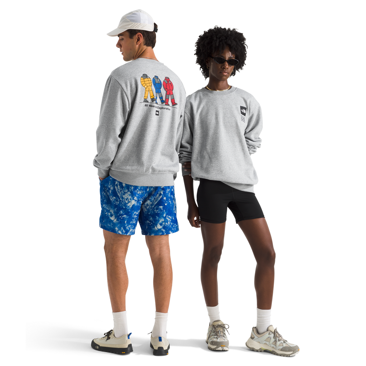 The North Face Celebration Relaxed Graphic Crewneck Sweatshirt in TNF Light Grey Heather
