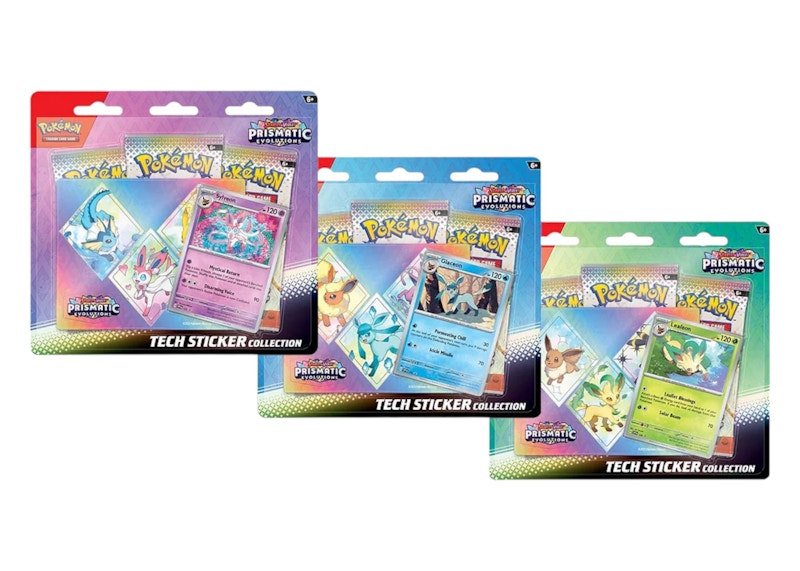 Pok¨¦mon Scarlet & Violet Prismatic Evolutions 3 Pack Tech Sticker Collection 3x Lot (Artwork May Vary)
