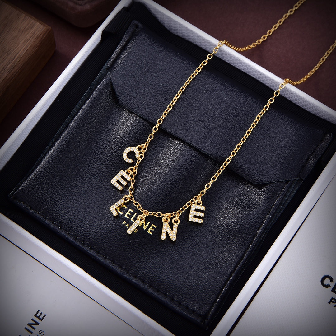 Celine Paris Strass Crystals 18K Gold Necklace
