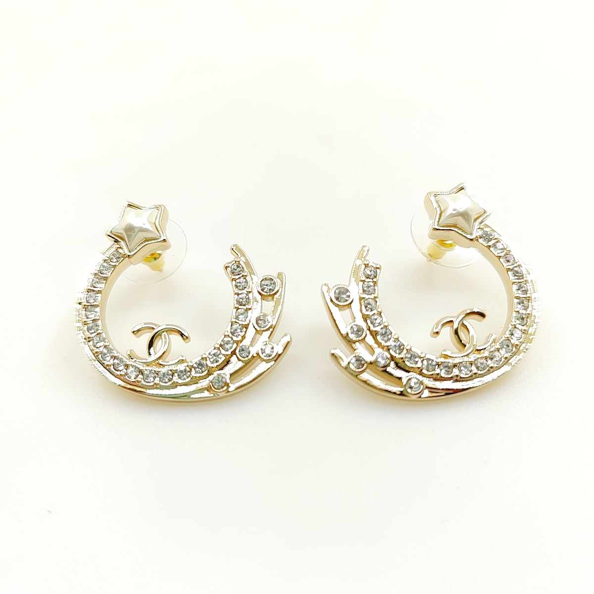 Chanel Crystals 18K Gold Earrings