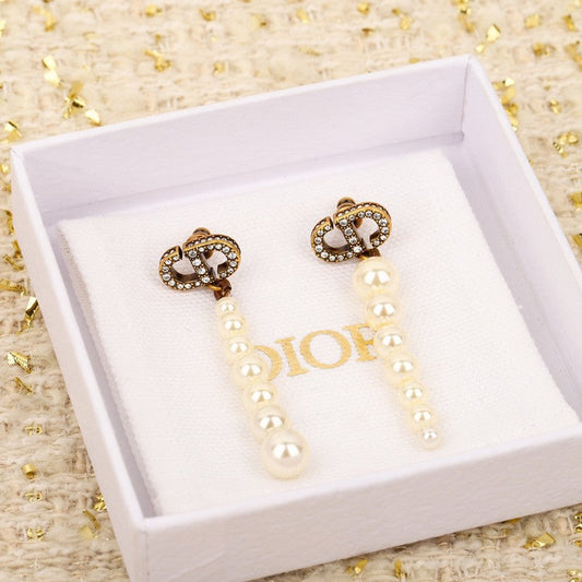 Dior Long Pearls 18K Gold Earrings