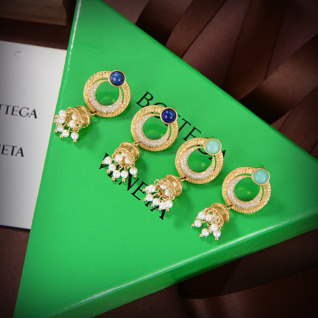 Bvlgari Circle Diamonds 18K Gold Earrings