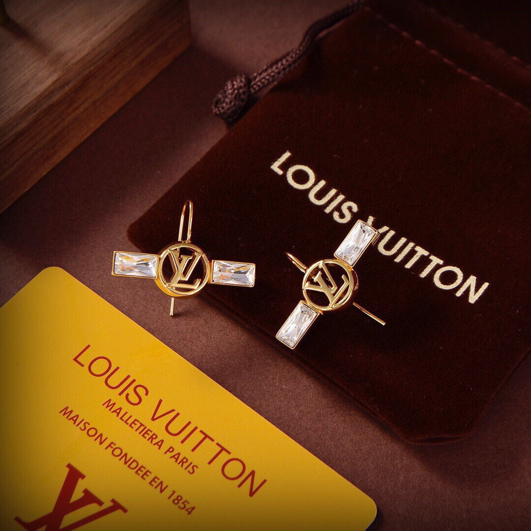 Louis Vuitton Crystals 18K Gold Earrings