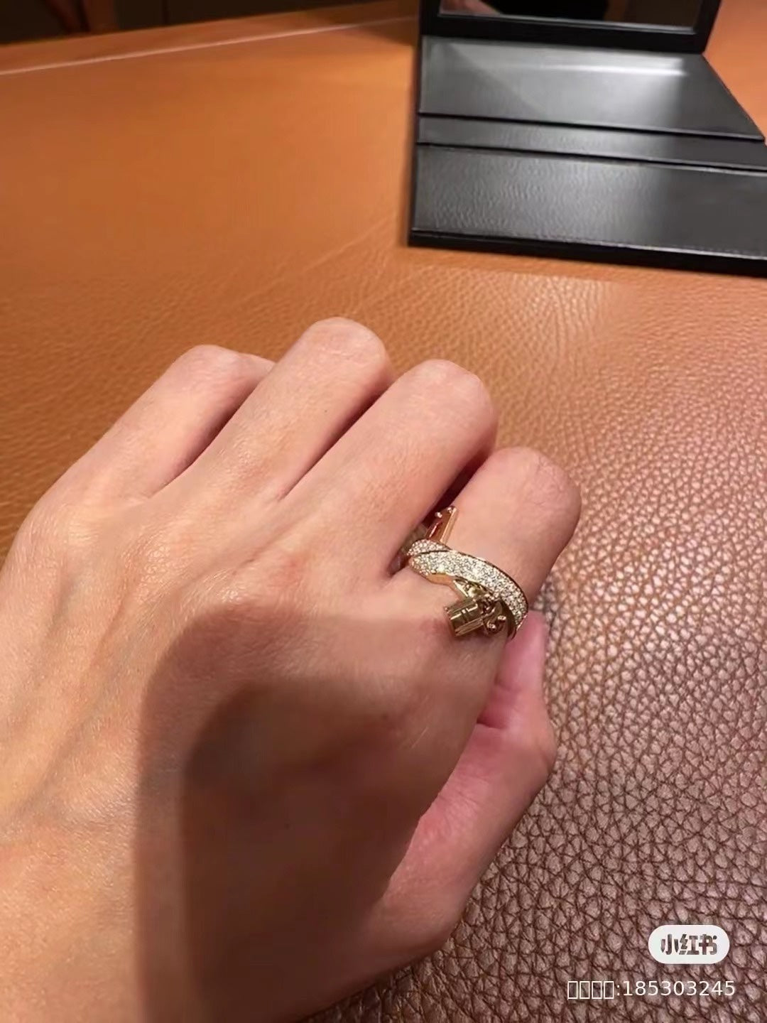 Hermes Kelly Gavroche Diamonds 18K Gold Ring