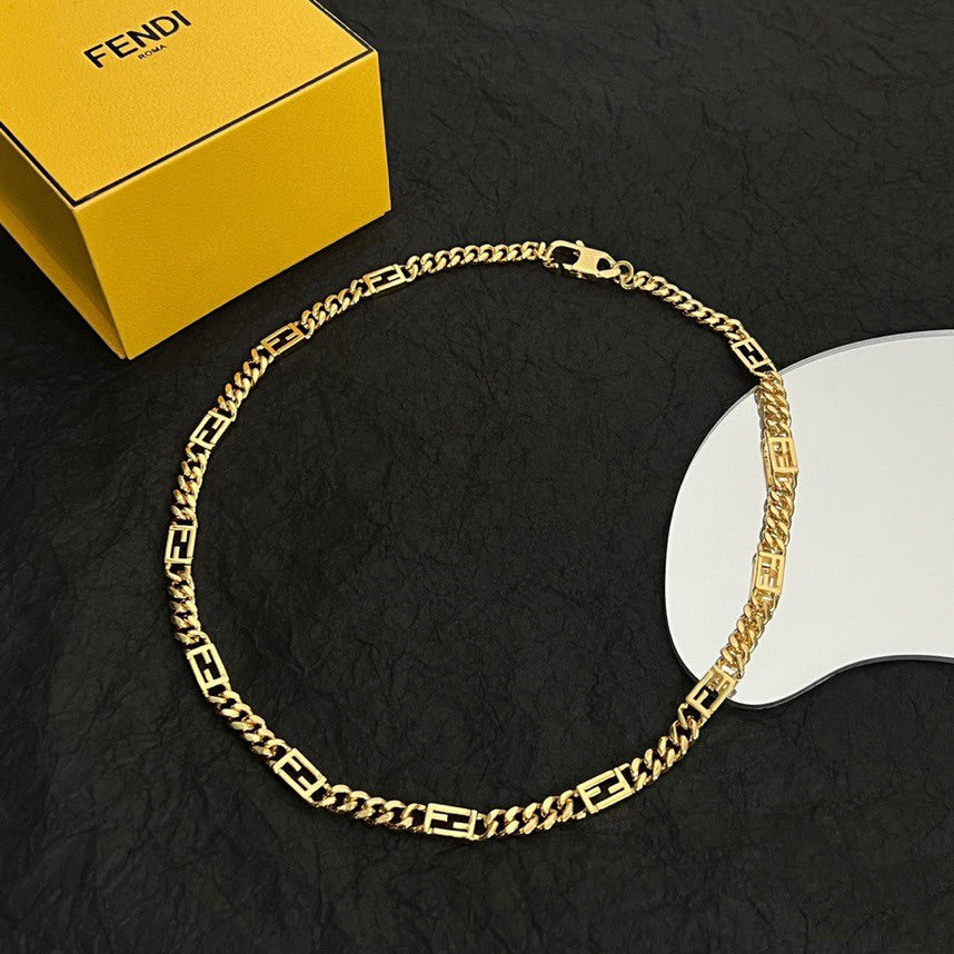 Fendi Baguette Chain 18K Gold Necklace