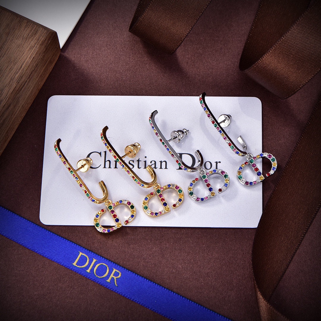 Dior 30 Montaigne Crystals 18K Gold Earrings