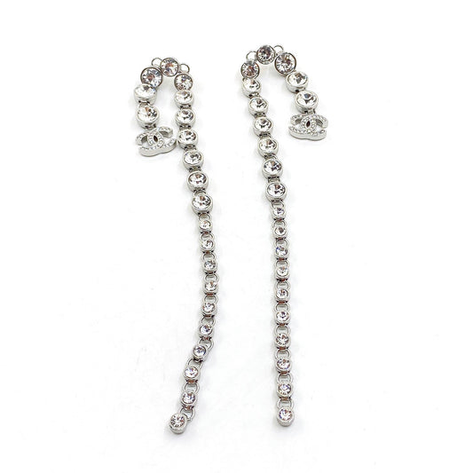 Chanel Long Crystal 18K Gold Earrings