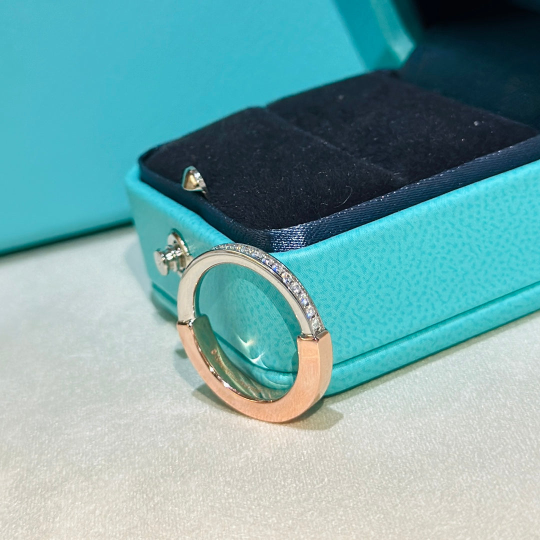 Tiffany Lock Diamond 18K Rose Gold Ring