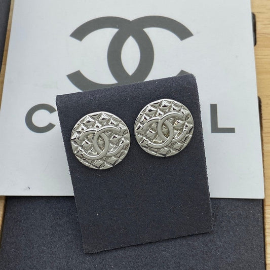 Chanel Round 18K White Gold Earrings