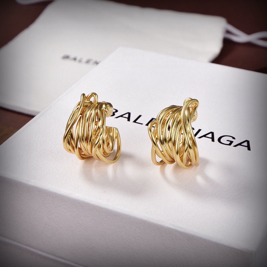 Balenciaga Wire 18K Gold Earrings