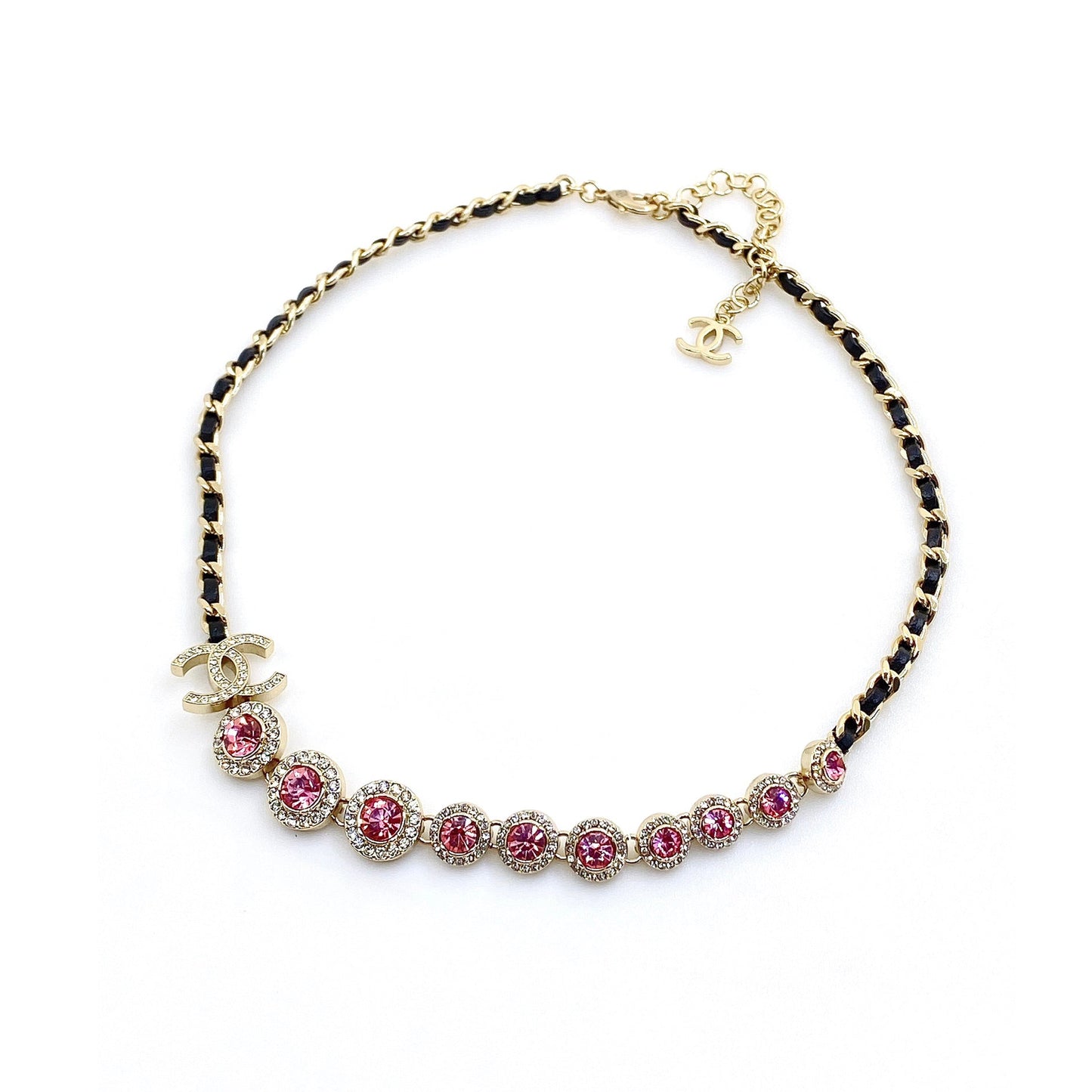 Chanel Leather Choker 18K Gold Necklace