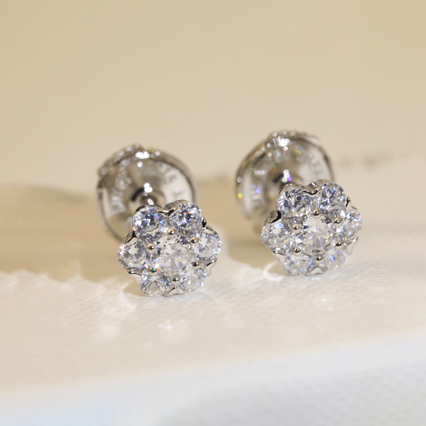 Flower Crystal 18K Gold Earrings