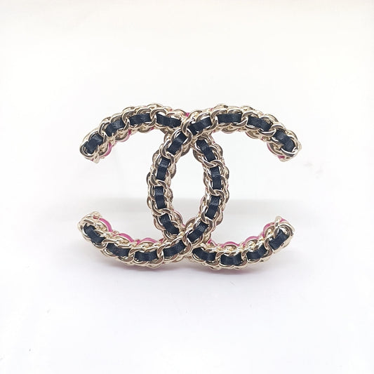 Chanel Leather Pink 18K Gold Brooch