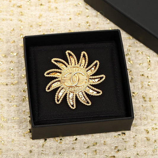 Chanel Sunflower 18K Gold Brooch
