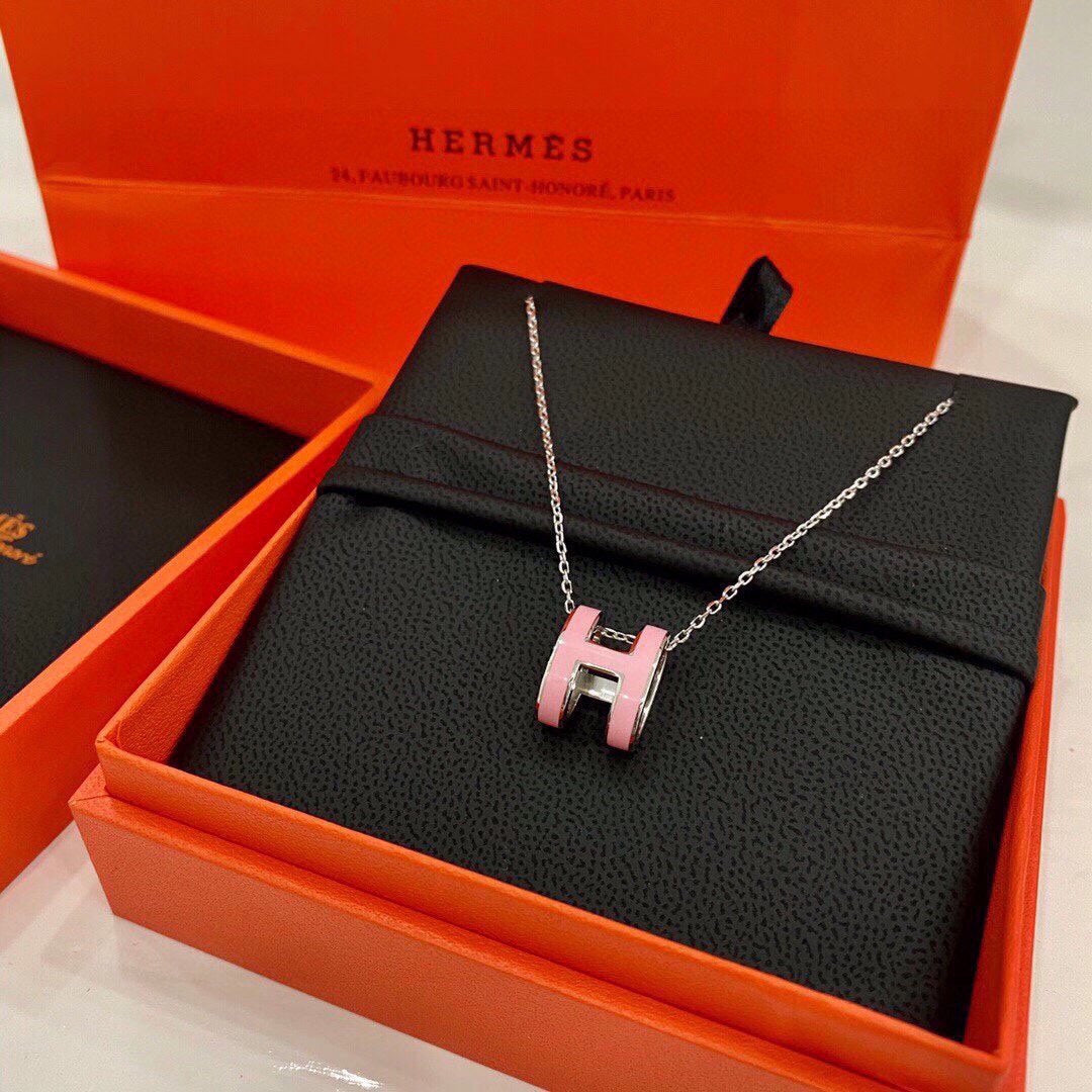 Hermes Mini Pop Pink 18K Gold Necklace