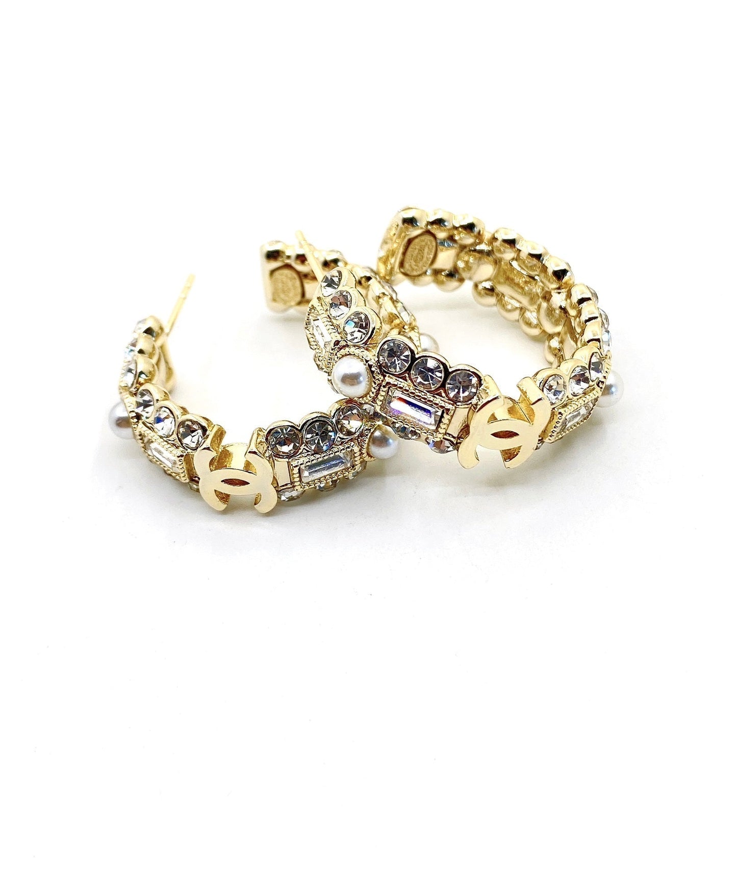 Chanel Crystals Circle 18K Gold Earrings