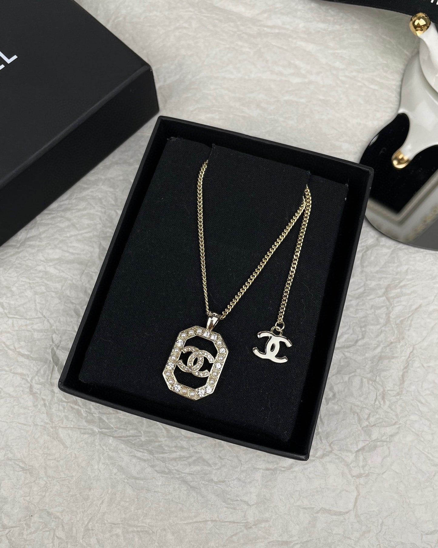 Chanel Perfume Bottle Chain 18K Gold Necklace