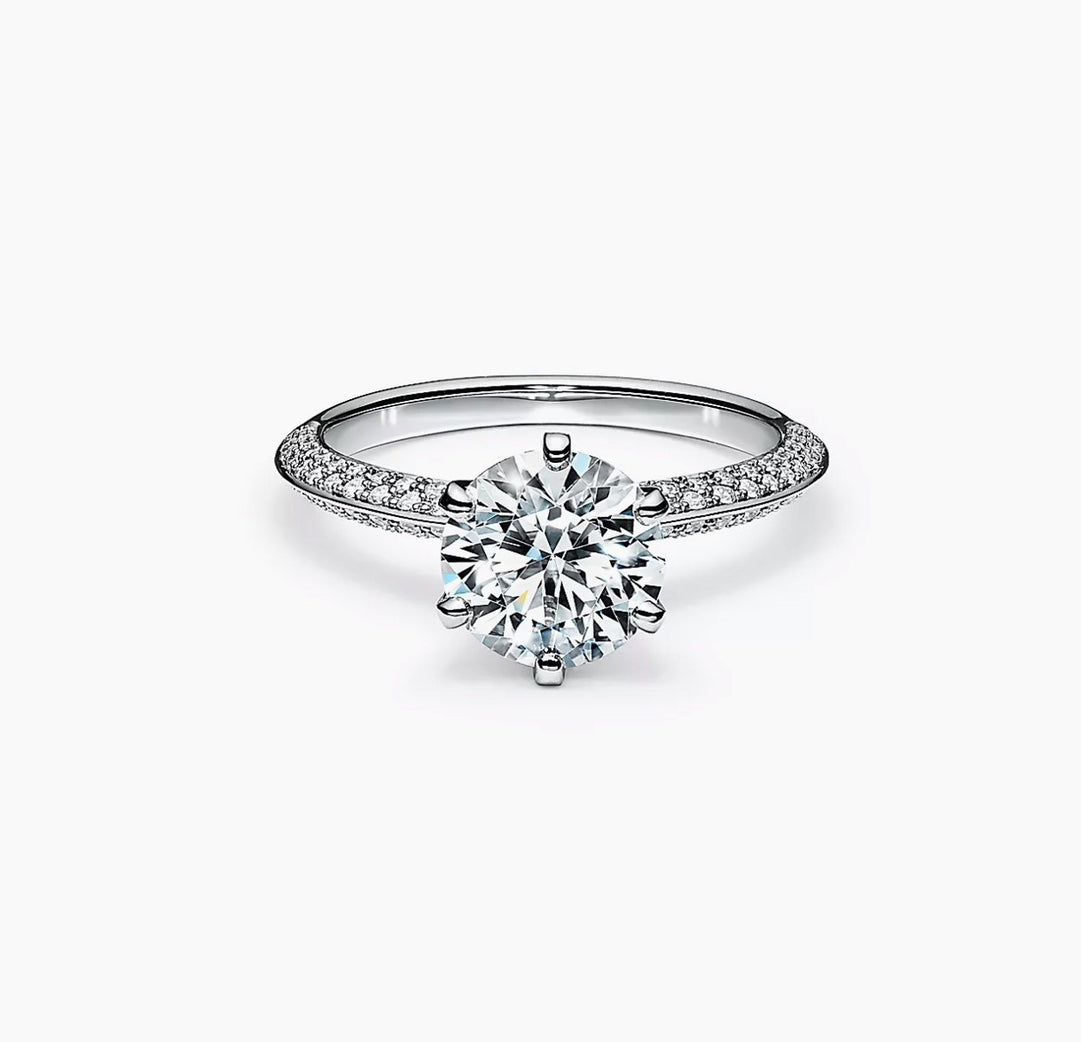 Tiffany Pave Tiffany Setting Engagement 18K Gold Ring
