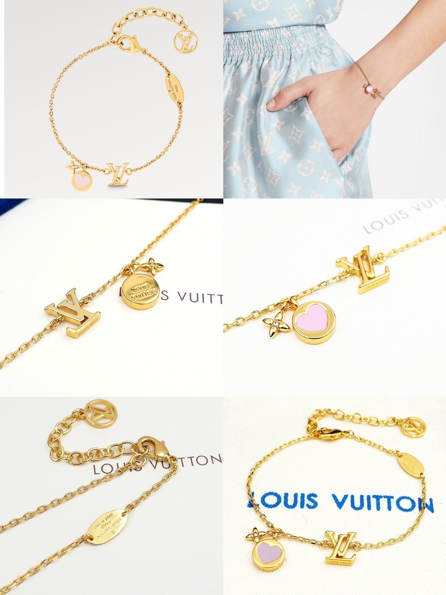 Louis Vuitton Iconic Pink Heart 18K Gold Bracelet