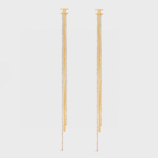 Celine Diamonds Long 18K Gold Earrings