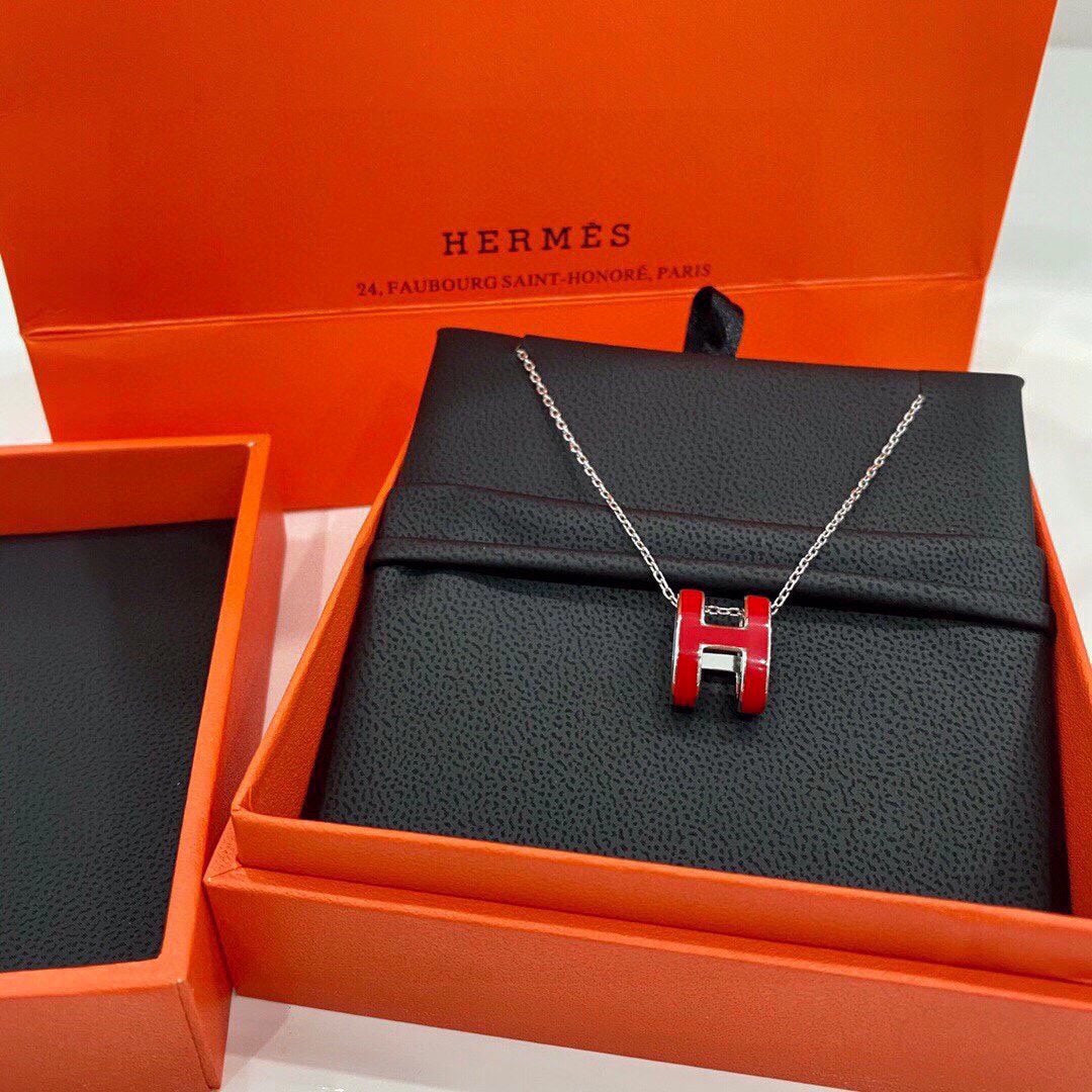 Hermes Mini Pop Red 18K Gold Necklace