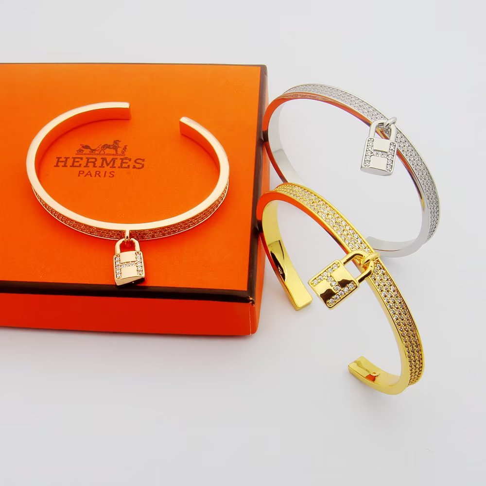 Hermes Kelly Lock Vintage Hermes 18K Gold Bracelet